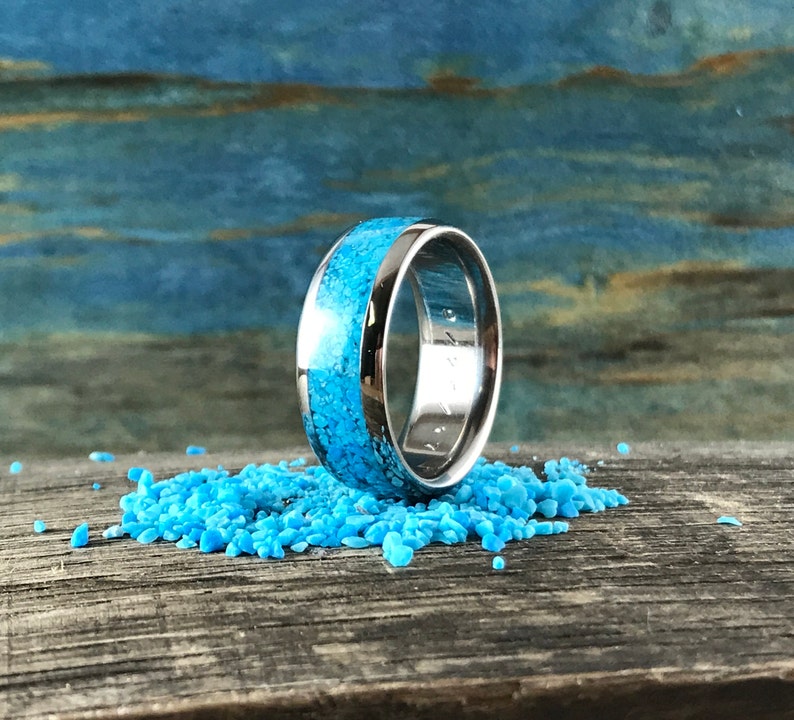 Unique Wedding Band Turquoise Ring Mens Wedding Band Etsy