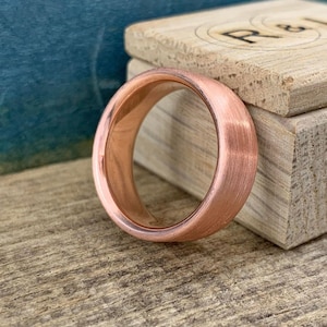 Brushed Copper Ring - Classic Men's Wedding Band - Custom Engraved