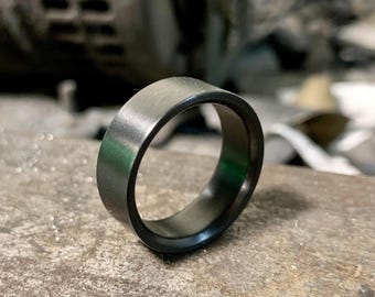 Black Titanium Ring - Men's Wedding Band - Engraved