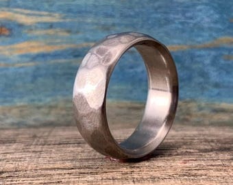 Mens Titanium Ring with Distressed Finish -Custom Wedding Band for Men