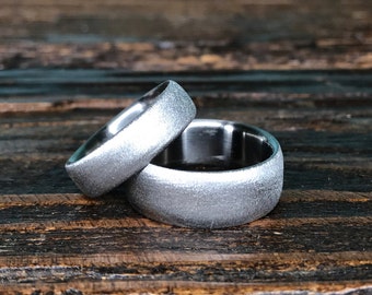 Titanium Wedding Band Set - Custom Matching His and Hers Couples Rings