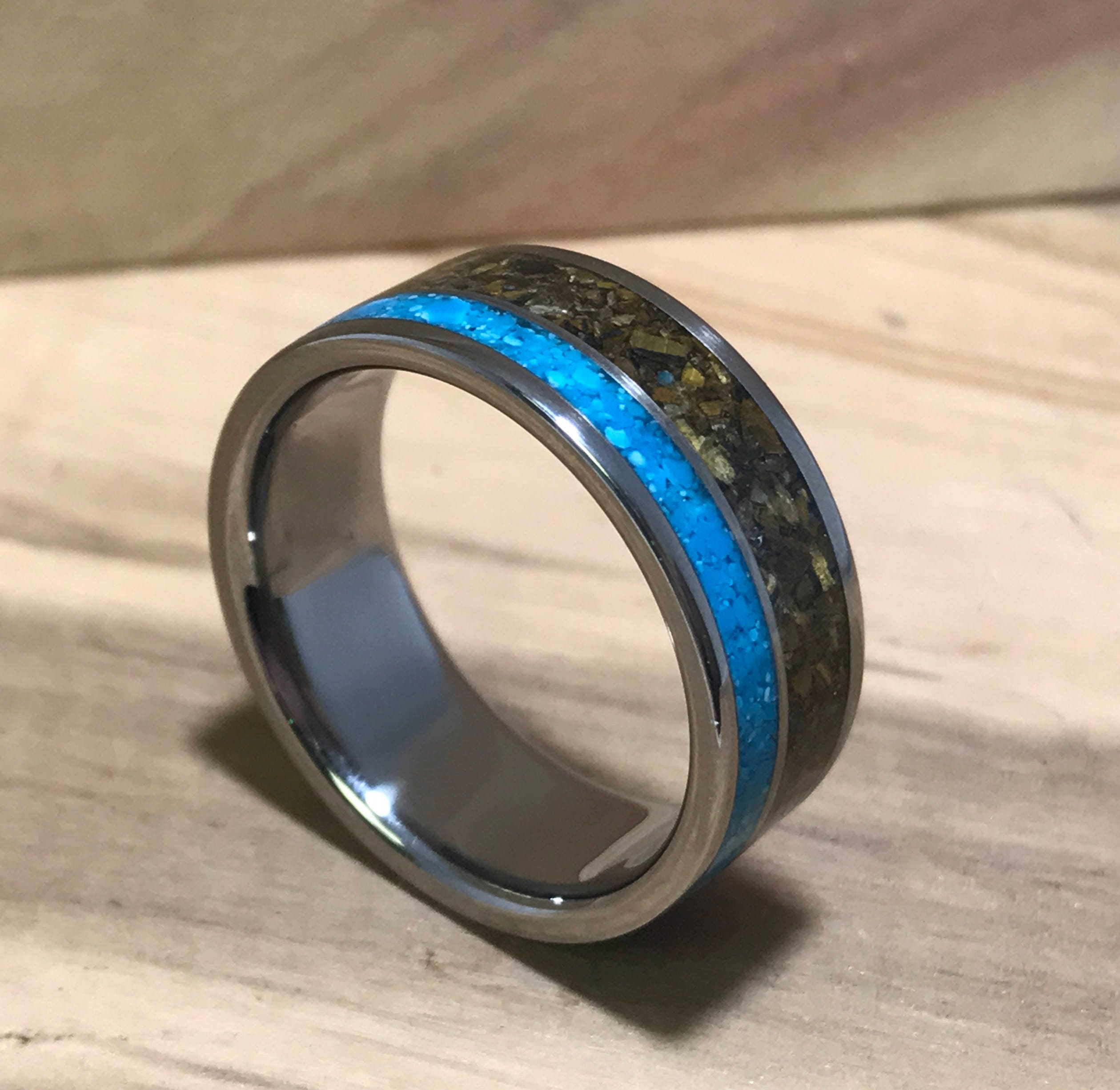 Titanium Ring Turquoise Engagement Ring Tigers Eye Ring | Etsy