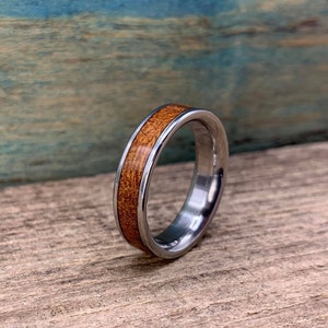 New Zealand Ancient Kauri Wood Ring- Unique Titanium Mens Wedding Band ...