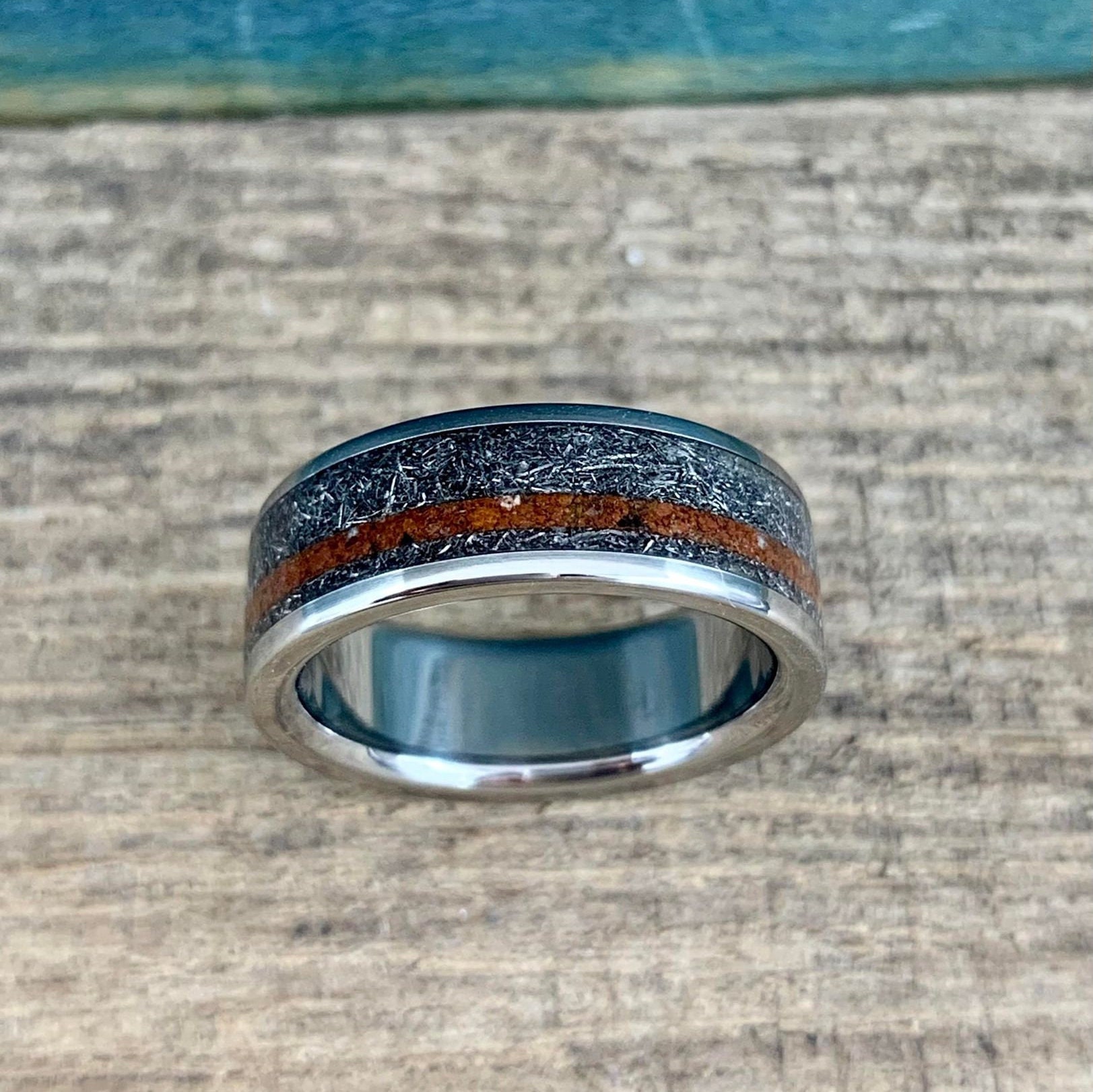 The Red Planet Meteorite and Martian Soil Ring Men s Titanium