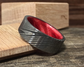 Damascus Steel Ring - Mens Wedding Band/Anniversary Gift -