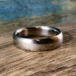 Modern Wedding Band - Titanium Ring Men's - Custom Engraving - Simple Polished Everyday
