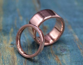 His and Hers Wedding Bands - Matching Copper Rings for Couples - Personalized