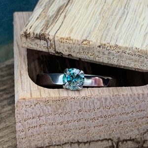 Titanium Engagement Ring for Her Blue Green Moissanite Solitaire image 7