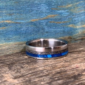 Mens Meteorite Ring Titanium Ring With Meteorite and Wood - Etsy