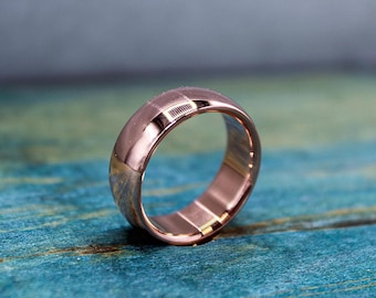 Modern Copper Men's Wedding Band - Custom Engraving - Simple Ring for Him