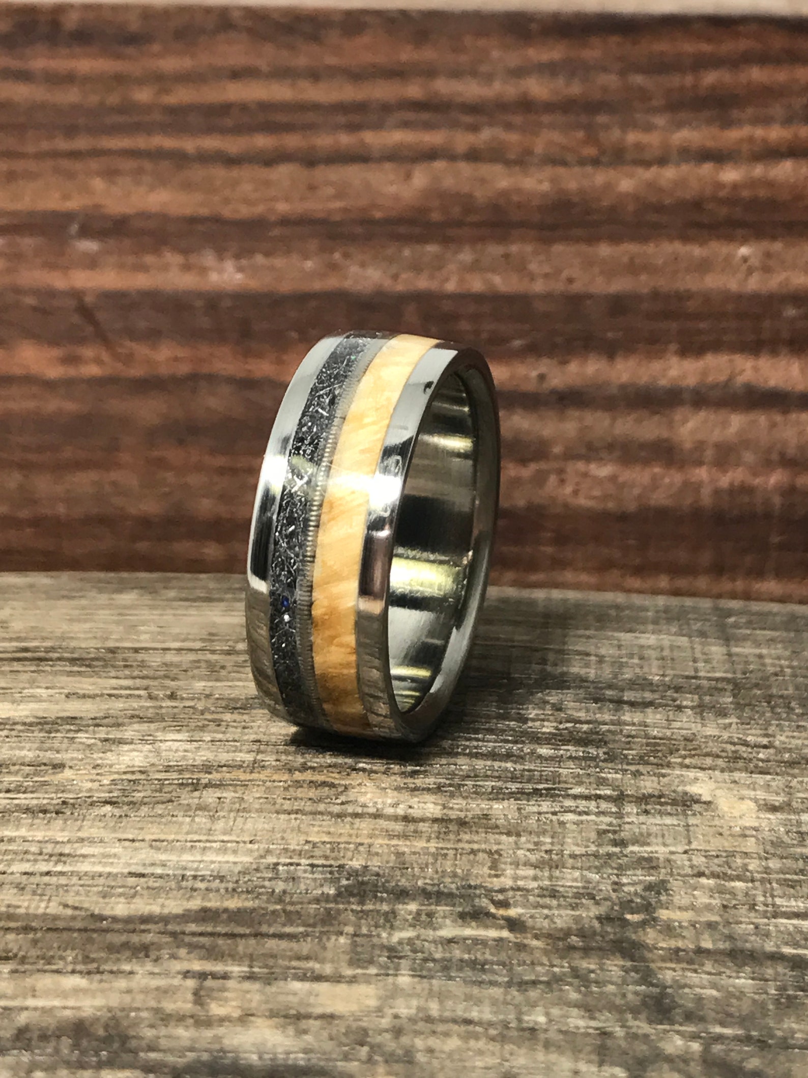 Men's Wedding Band - Alternative Engagement Ring - Titanium With ...