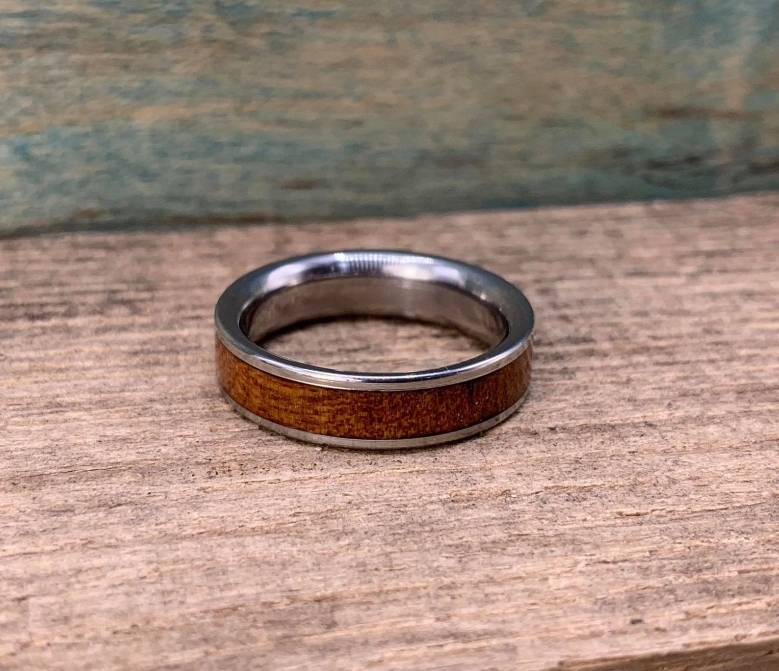New Zealand Ancient Kauri Wood Ring Unique Titanium Mens Etsy
