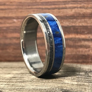 Mens Meteorite Wedding Band Titanium Wedding Ring Custom - Etsy