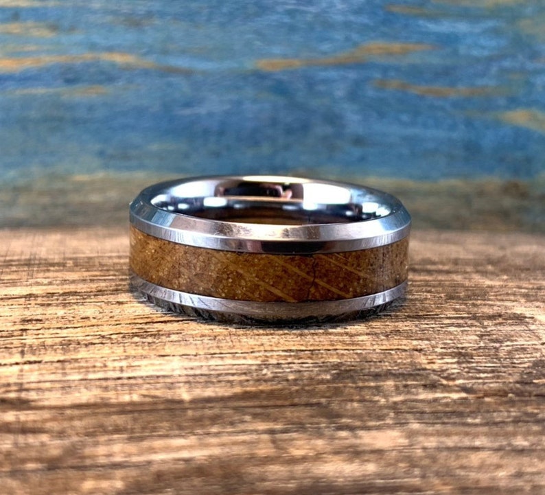 Men's Tungsten Ring Whiskey Barrel Wood Ring for Men Etsy