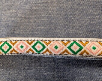 Geometric Embroidery woven trim, 0.5" inch 1 cm wide Geometric ribbon tape, Tribal Native Art Tailor Trim Sewing Craft Ethnic Border Cloth