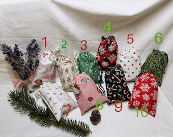 Christmas Lavender Sachets • Holiday Drawer Sachets • Natural Wild Lavender Bags • Car Freshener • Christmas Gift • Stocking Stuffer