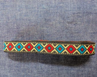 Geometric Embroidery woven trim, 5/8" inch 1.5 cm wide Geometric ribbon tape, Tribal Native Art Tailor Trim Sewing Craft Ethnic Border Cloth