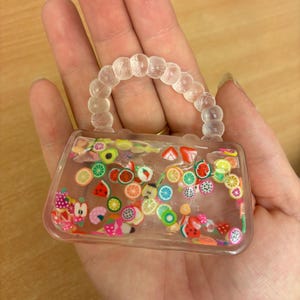 Clear Fruit Salad Handbag Squishy - Transparent Maltose Sugar Squeeze Toy - Viral Fun Gift - ADHD Autism Friendly Calming Stress Aid