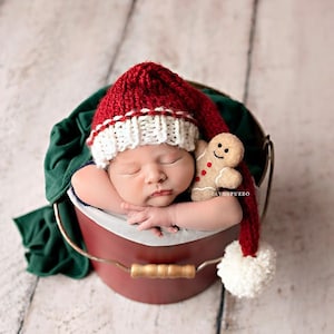 Santa Baby Hat - Ready To Ship - Christmas Hat red white newborn baby toddler holiday knit cap