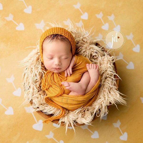 Honey Classic Bonnet, Newborn Baby Hat, hand knit golden yellow mustard photography prop baby cap