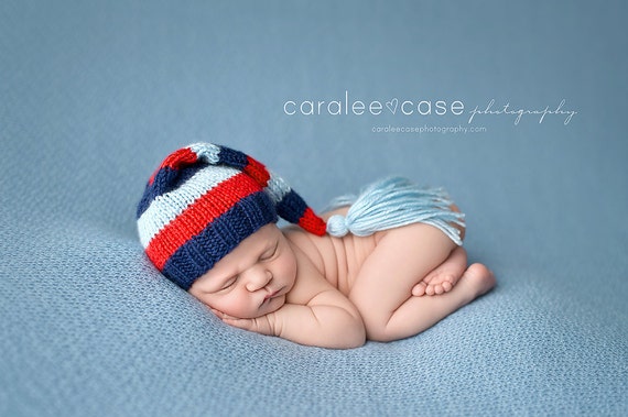 Striped Newborn Tassel Hat Sleepy 