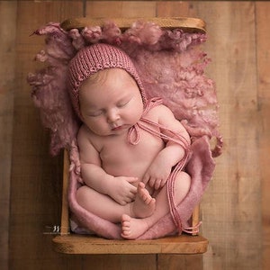 Classic Bonnet ANY Color newborn baby hat photography prop knit image 6
