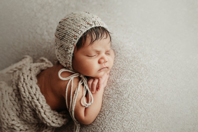 Classic Bonnet ANY Color newborn baby hat photography prop knit image 3