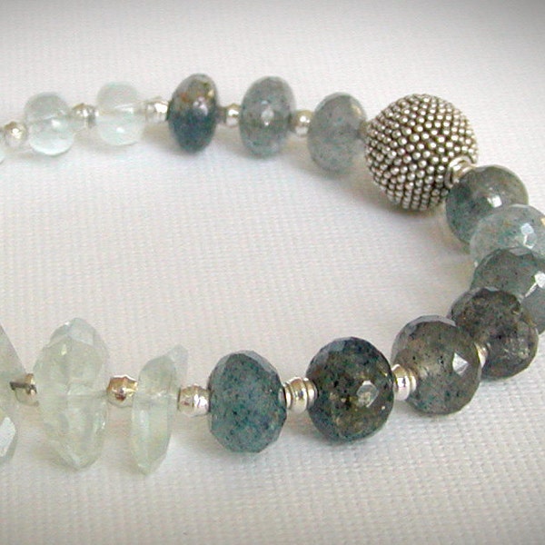 RESERVED - Aquamarine Bracelet - Moss Aquamarine, March Birthstone, Green Garnet