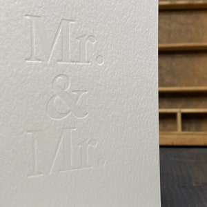 Mr & Mr Wedding or Anniversary Letterpress Greeting Card image 2