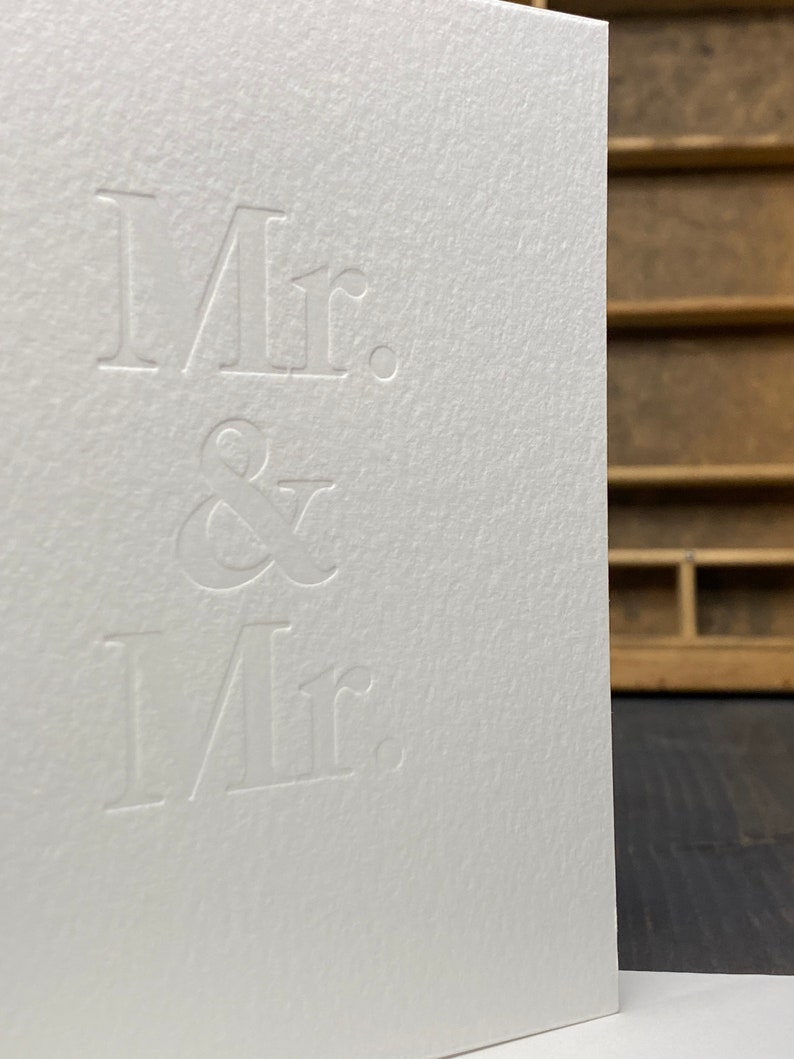 Mr & Mr Wedding or Anniversary Letterpress Greeting Card image 2