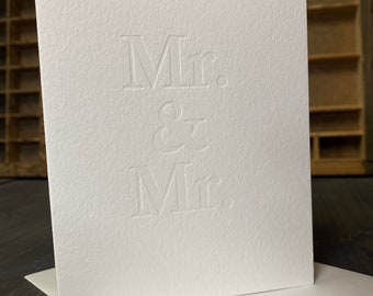 Mr & Mr Wedding or Anniversary Letterpress Greeting Card