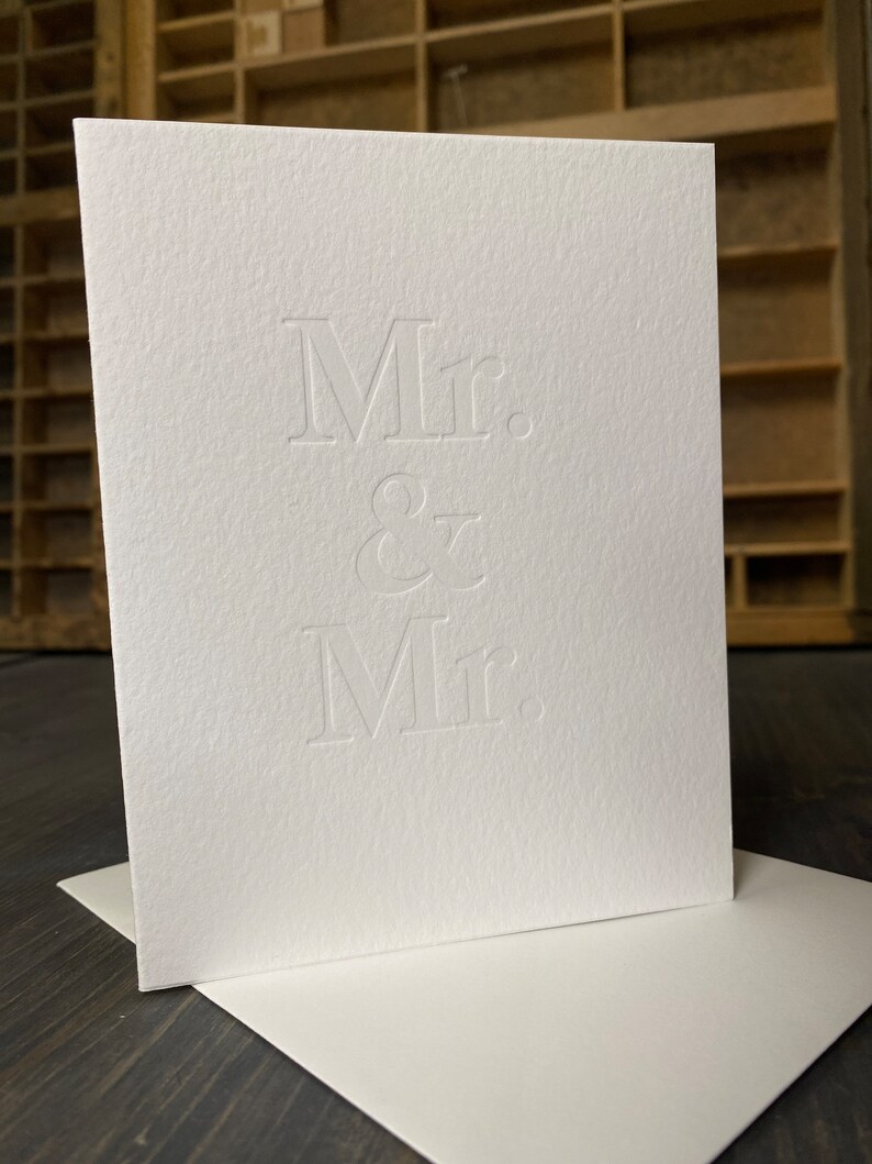 Mr & Mr Wedding or Anniversary Letterpress Greeting Card image 1