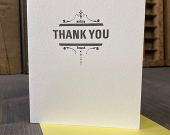 THANK YOU with Scrolls Letterpress Greeting Card