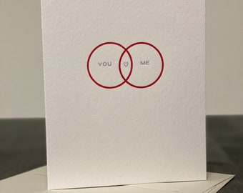 Venn Diagram You & Me Letterpress Greeting Card