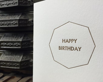 Octagon Birthday Letterpress Greeting Card