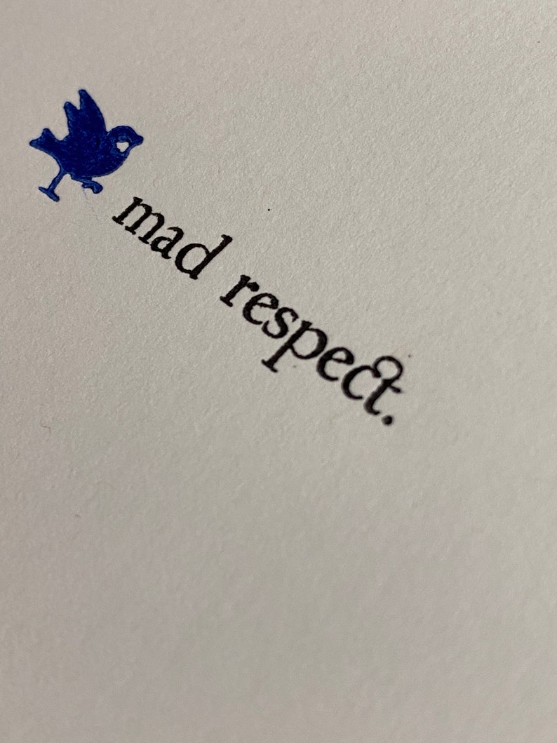 Mad Respect with cobalt bird Letterpress Greeting Card image 4