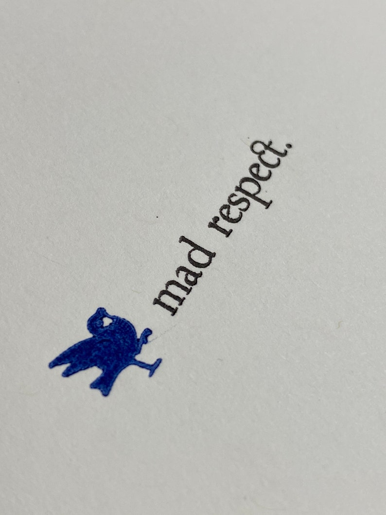 Mad Respect with cobalt bird Letterpress Greeting Card image 7