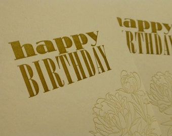 Peony Happy Birthday Letterpress Greeting Card