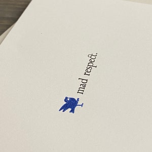 Mad Respect with cobalt bird Letterpress Greeting Card image 2