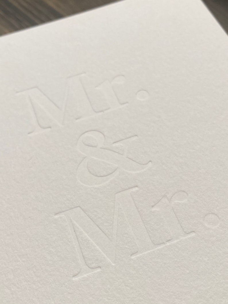 Mr & Mr Wedding or Anniversary Letterpress Greeting Card image 3