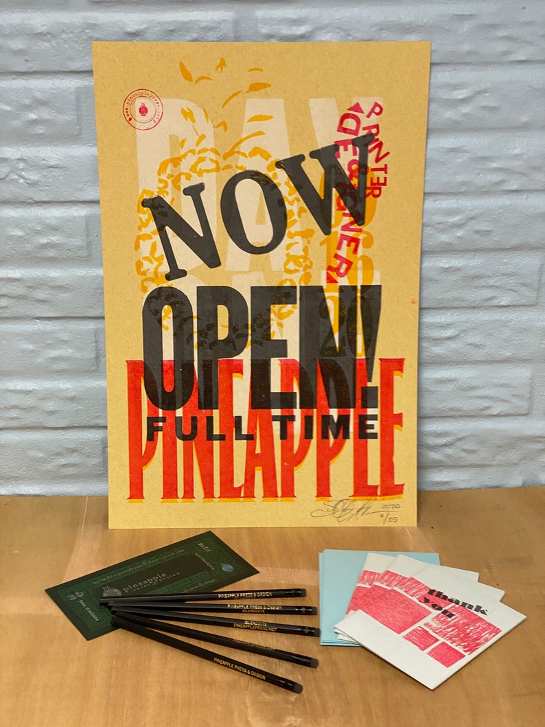 Pineapple Press DAY ONE Souvenir Letterpress Broadside Print image 3