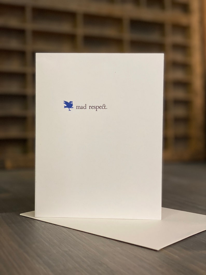 Mad Respect with cobalt bird Letterpress Greeting Card image 5