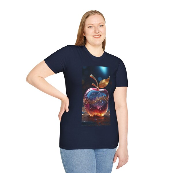 Transparent Apple T-shirt: Stylish Graphic Tee with Beautiful Fruit Design - Unique Fashion on Etsy Unisex Softstyle T-Shirt