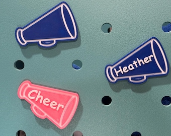Cheer Bogg Bag Charms custom megaphone name Cheerleader