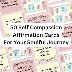 50 Selbstmitgefühl Selbstliebe motivierende positive tägliche druckbare Affirmationstherapie Karten