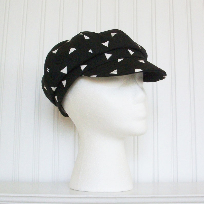 Black and White Newsboy Hat Womens Hat Made To Order Womens Newsboy Cap