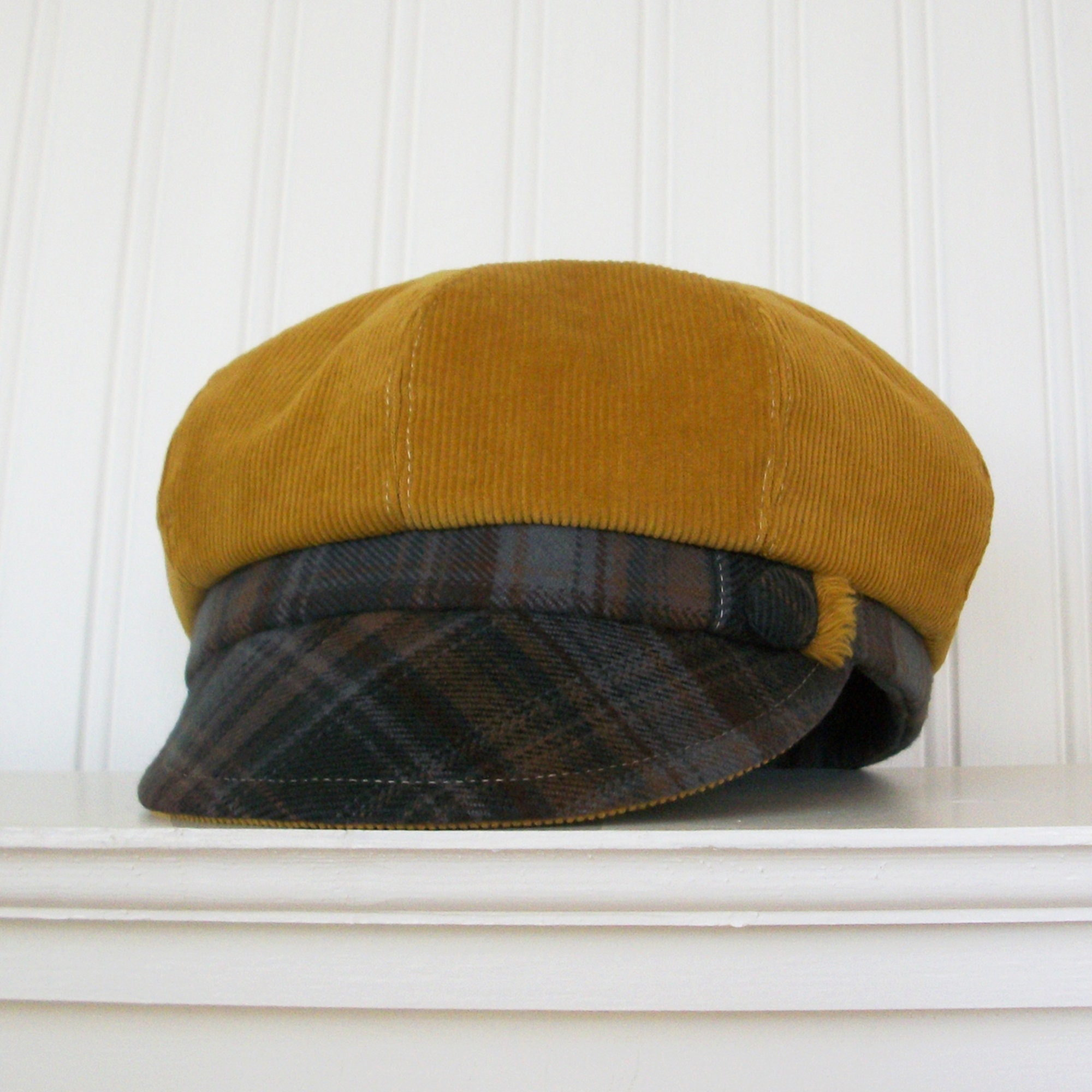 Womens Yellow Ochre Corduroy Newsboy Hat Womens Hats Newsboy Etsy