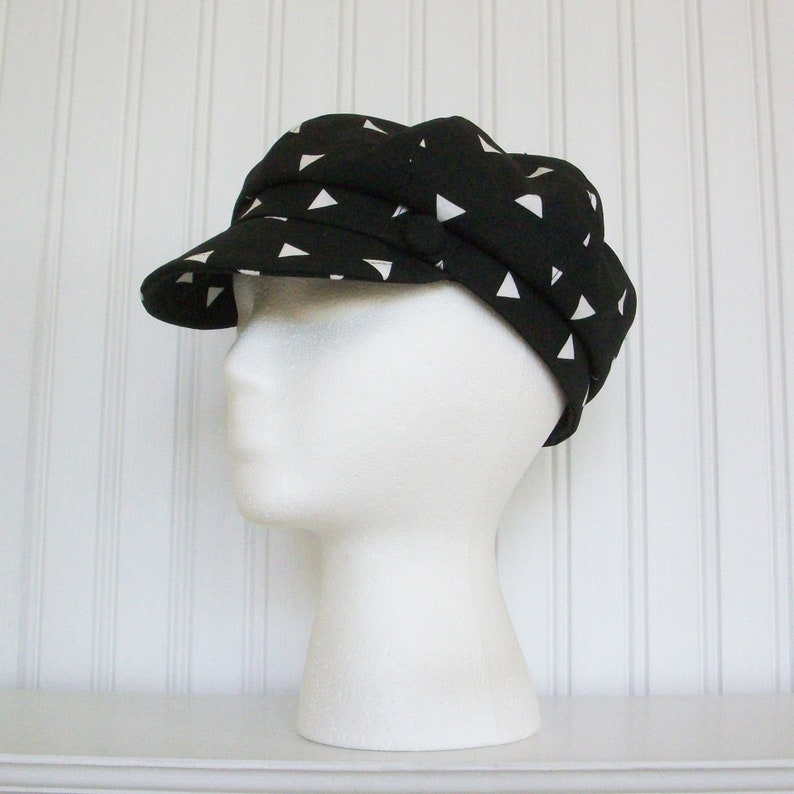 Black and White Newsboy Hat Womens Hat Made To Order Womens Newsboy Cap