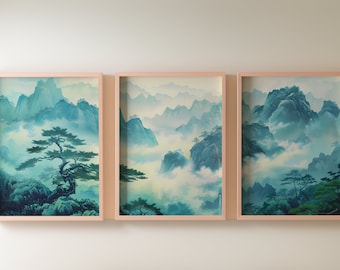 Mountain 3 Piece Wall Art | Watercolor Mountain Landscape | Abstract Nature Print | Modern Minimal Decor | Mountain Wall Art