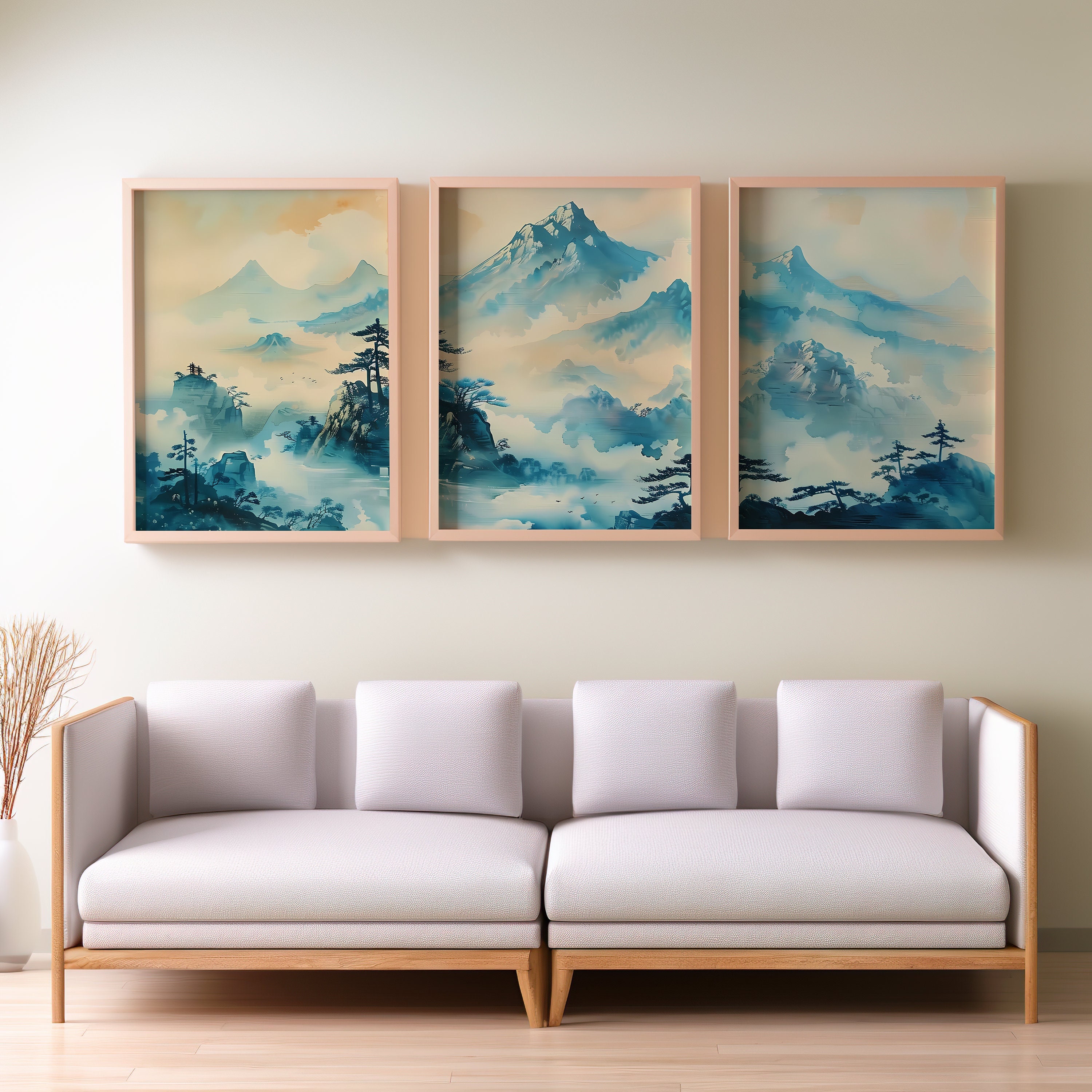 Mountain 3 Piece Wall Art | Watercolor Mountain Landscape | Abstract ...